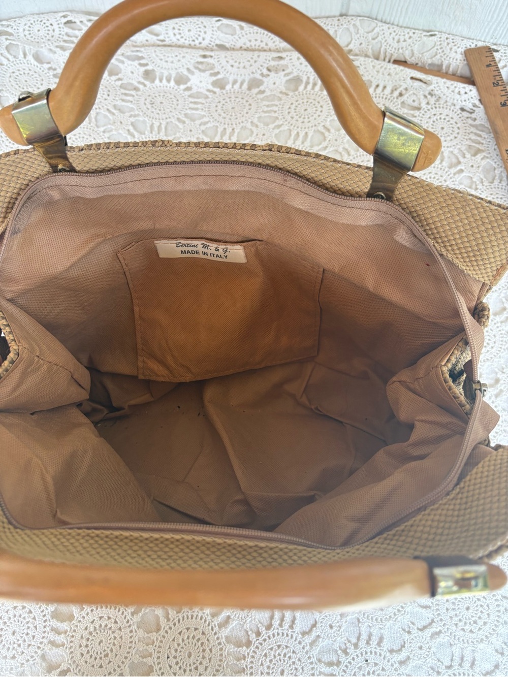 Vintage 70 s Woven HandBag Bertini M. & G. - Picture 8 of 9